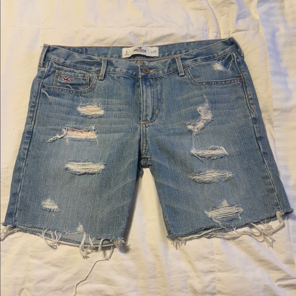 Hollister Light Blue Ripped Denim Shorts